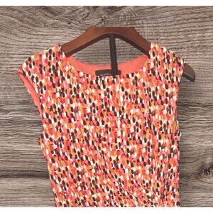 Sleeveless‎ Faux Wrap Sheath Dress With Ruched Detail Multicolor Womens Size 4
